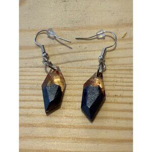 Geometric Resin & Silver Hook Dangle Earrings